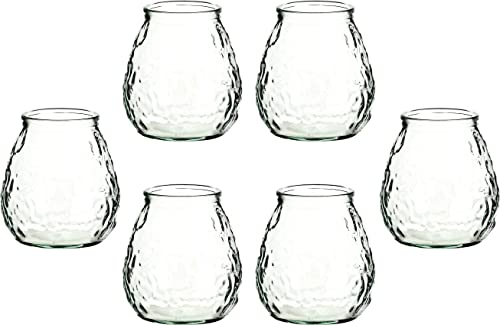 gouveo 6er Set Teelichtgläser Antik transparent - Teelichthalter 9,7 x 10,3 cm - Windlicht farbig für Teelichter und Kerzen - Buntes Glas für Garten, Terrasse und Balkon von gouveo