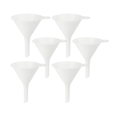 gouveo 6er Set Kunststoff-Trichter, weiß, Ø 100 mm - Einfülltrichter/Küchentrichter für Flüssigkeiten & feinkörnige Schüttgüter, mit Aufhängeöse (TW100) von gouveo