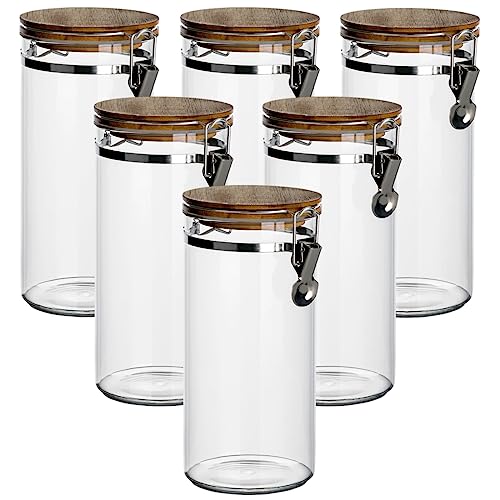 gouveo 6er Set Vorratsglas Borosilikat 1.200 ml mit Bügelverschluss - Vorratsdosen aus Borosilikatglas mit Drahtbügelverschluss - Aufbewahrungsgläser aus Borosilikatglas mit luftdichtem Deckel von gouveo