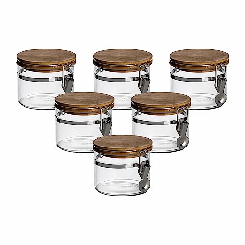 gouveo 6er Set Vorratsglas Borosilikat 400 ml mit Bügelverschluss - Vorratsdosen aus Borosilikatglas mit Drahtbügelverschluss - Bügelgläser zur Aufbewahrung (BGB400BAM) von gouveo