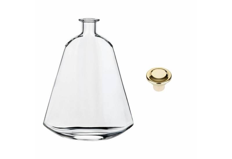 gouveo Dekanter 700 ml Isabelle mit Holzgriff-Korken goldfarben - Design-Flasche 0,7 l, (1-tlg), Design von gouveo