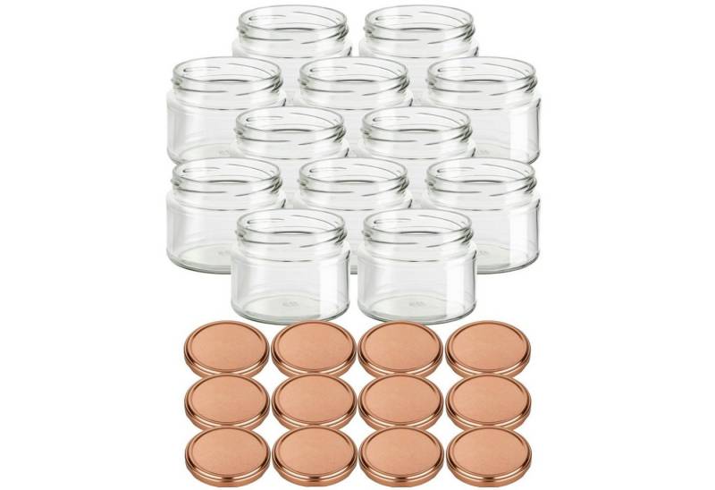 gouveo Einmachglas Vorratsgläser 300 ml Salsa mit Schraub-Deckel TO 82, (12-tlg., bronzefarben) von gouveo