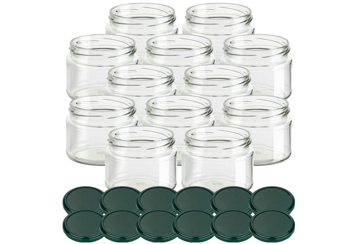 gouveo Einmachglas Vorratsgläser 300 ml Salsa mit Schraub-Deckel TO 82, (12-tlg., grün) von gouveo