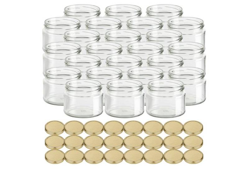 gouveo Einmachglas Vorratsgläser 300 ml Salsa mit Schraub-Deckel TO 82, (24-tlg., Bienenwabe) von gouveo