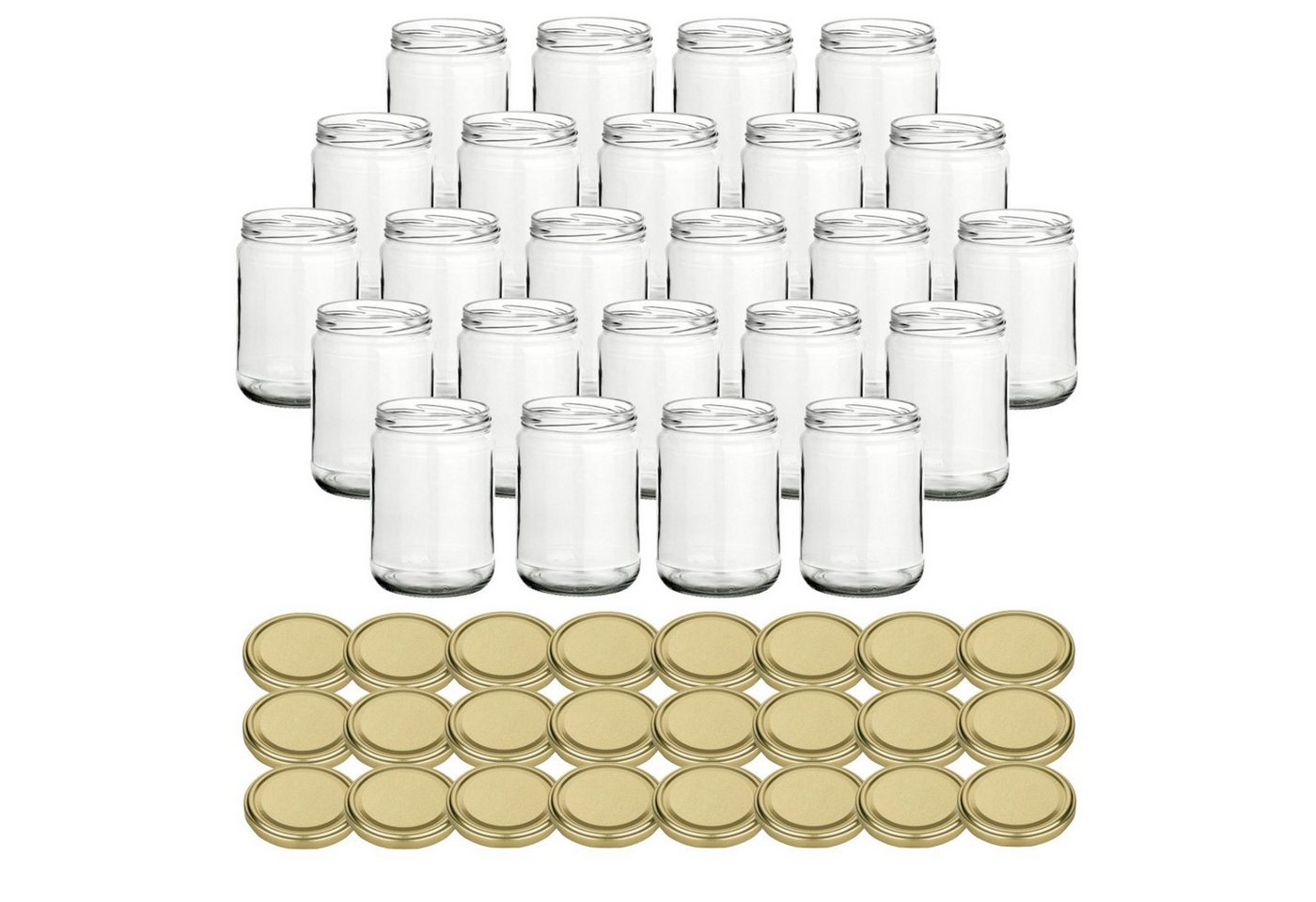 gouveo Einmachglas Vorratsgläser 580 ml Klassik mit Schraub-Deckel - Große Einmachgläser, (24-tlg), goldfarben von gouveo