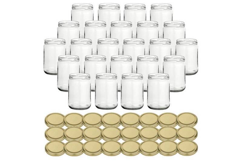 gouveo Einmachglas Vorratsgläser 580 ml Klassik mit Schraub-Deckel - Große Einmachgläser, (24-tlg), goldfarben von gouveo