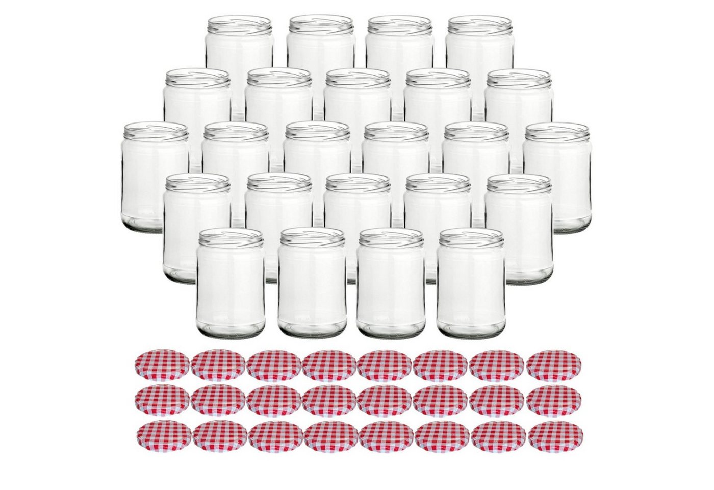 gouveo Einmachglas Vorratsgläser 580 ml Klassik mit Schraub-Deckel - Große Einmachgläser, (24-tlg), karo-rot von gouveo