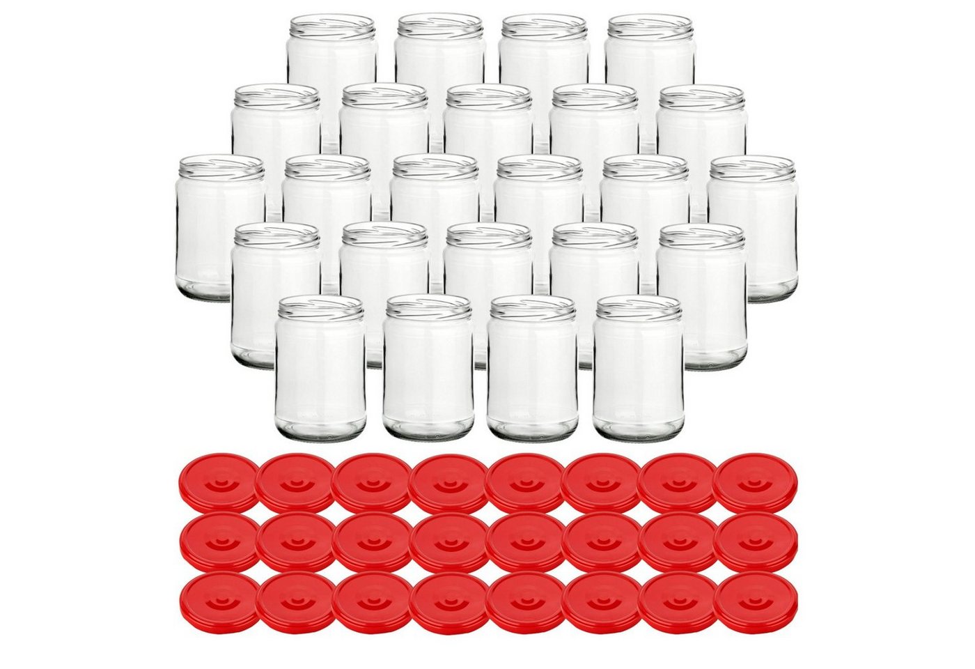 gouveo Einmachglas Vorratsgläser 580 ml Klassik mit Schraub-Deckel - Große Einmachgläser, (24-tlg), rot von gouveo