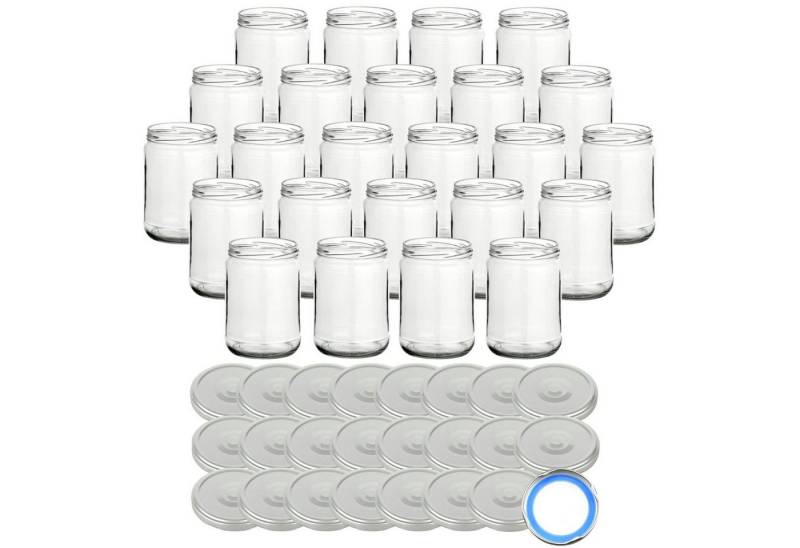gouveo Einmachglas Vorratsgläser 580 ml Klassik mit Schraub-Deckel - Große Einmachgläser, (24-tlg), silberfarben BS von gouveo