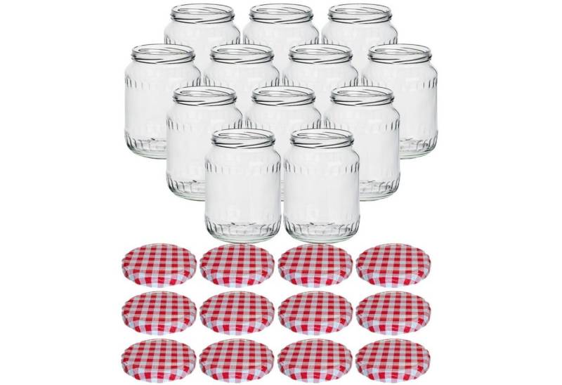 gouveo Einmachglas Vorratsgläser 720 ml Klassik mit Schraub-Deckel - Große Einmachgläser, (12-tlg., Karorot BS) von gouveo