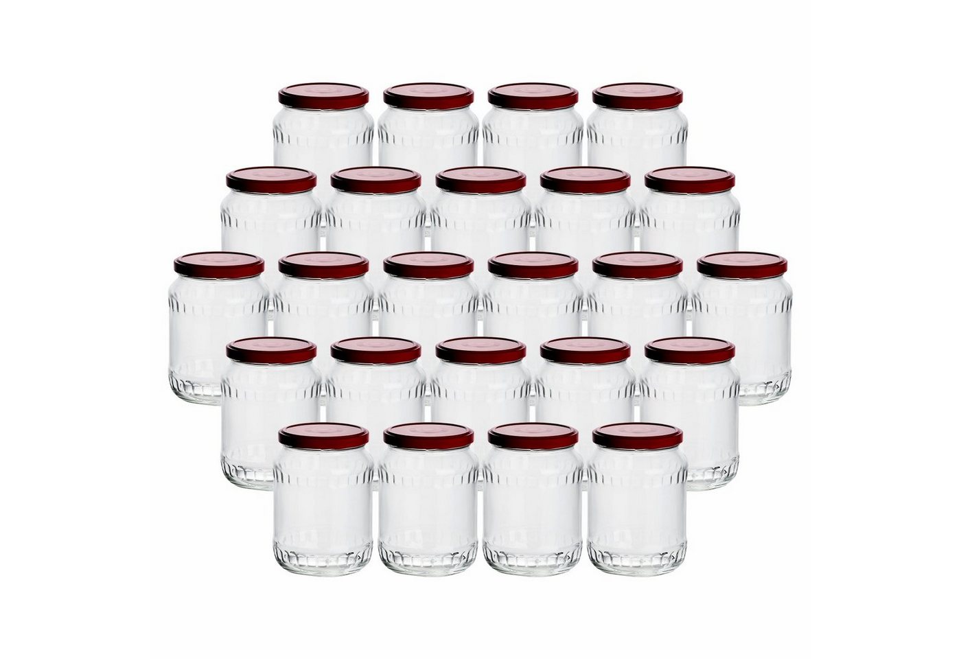 gouveo Einmachglas Vorratsgläser 720 ml Klassik mit Schraub-Deckel - Große Einmachgläser, (24-tlg., Rot) von gouveo