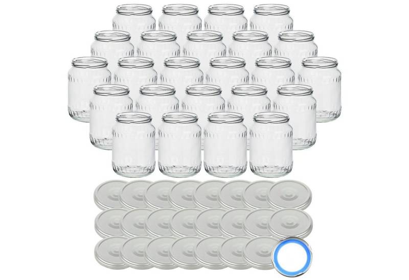gouveo Einmachglas Vorratsgläser 720 ml Klassik mit Schraub-Deckel - Große Einmachgläser, (24-tlg., Silberfarben BS) von gouveo