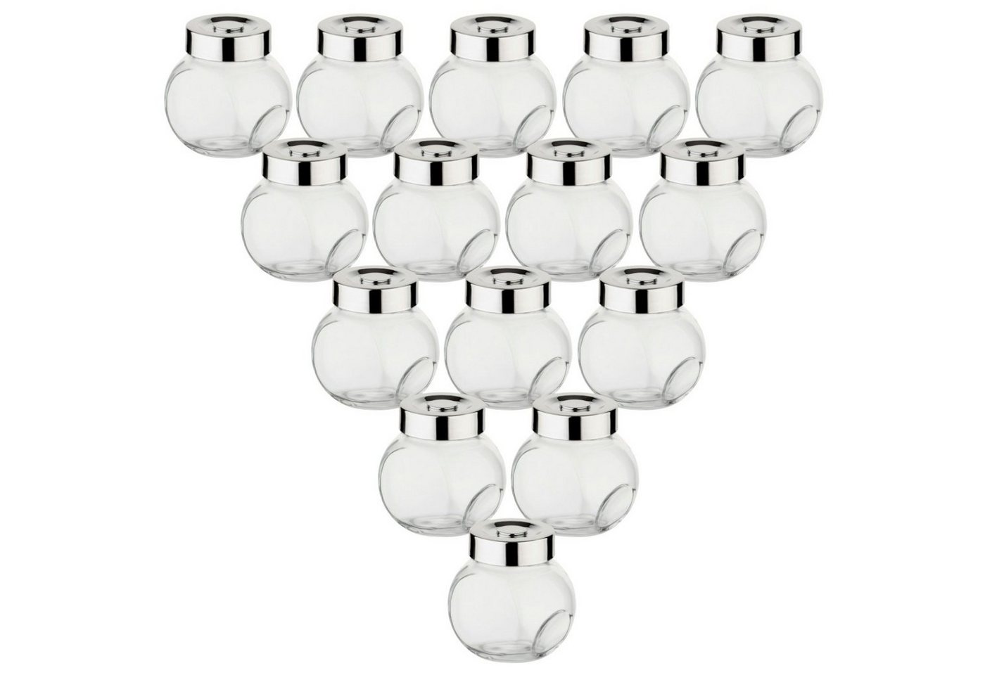 gouveo Gewürzbehälter Gewürzgläser mit Schraubdeckel silberfarben - Kleines BonBon-Glas, (15-tlg), 50 ml Schraubglas von gouveo