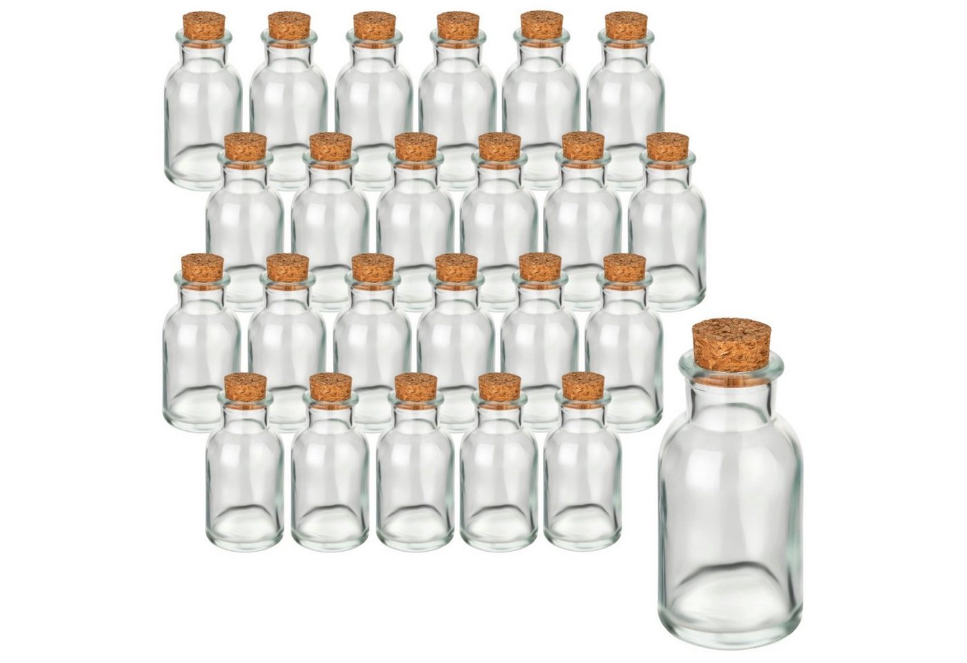 gouveo Gewürzbehälter Gewürzgläser rund mit Korken - Leere Korkengläser 30 - 500 ml, (24-tlg., 60 ml) von gouveo