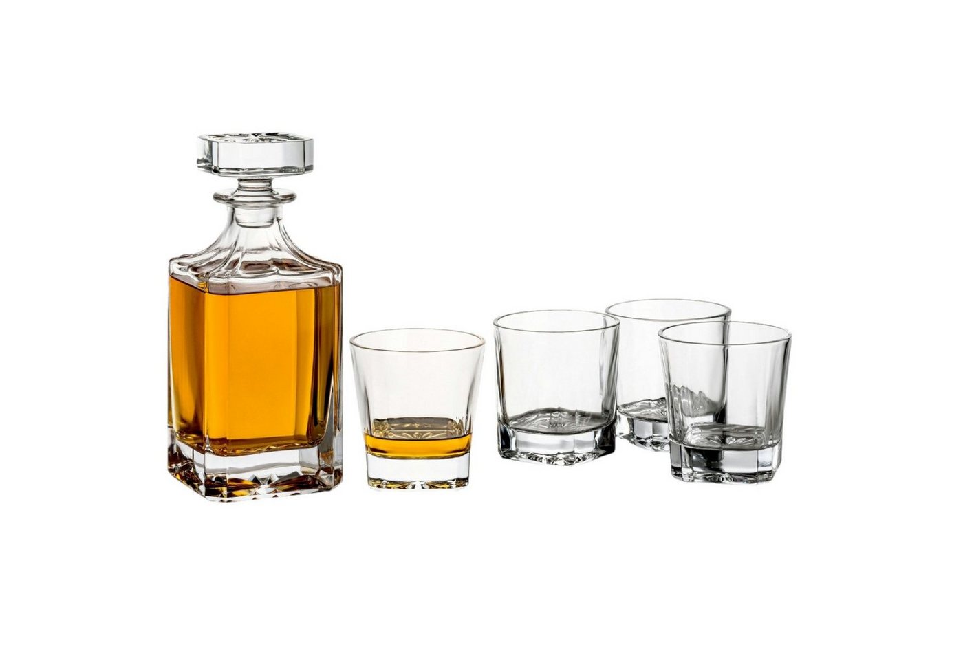 gouveo Karaffe Whiskykaraffe mit 4 Gläser - Whisky-Set aus hochwertigem Glas von gouveo