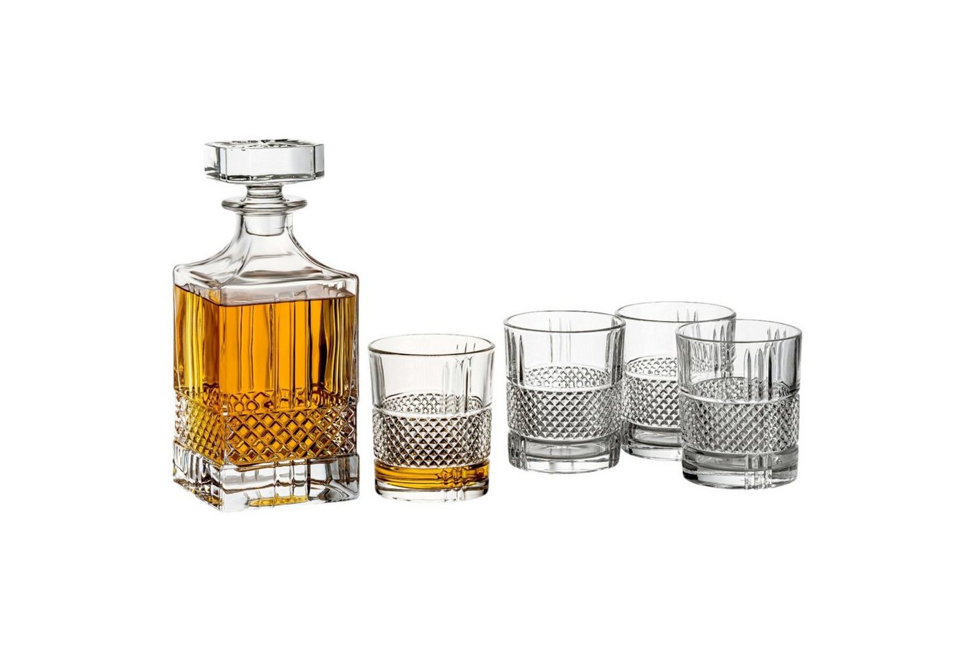 gouveo Karaffe Whiskykaraffe mit 4 Gläser - Whisky-Set aus hochwertigem Glas von gouveo