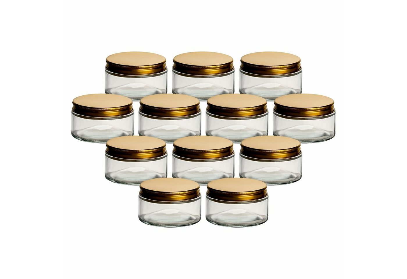 gouveo Leerglas Schraubglas 200 ml mit Deckel für Creme, Lotion (12 St), 12 Stück-goldfarben von gouveo