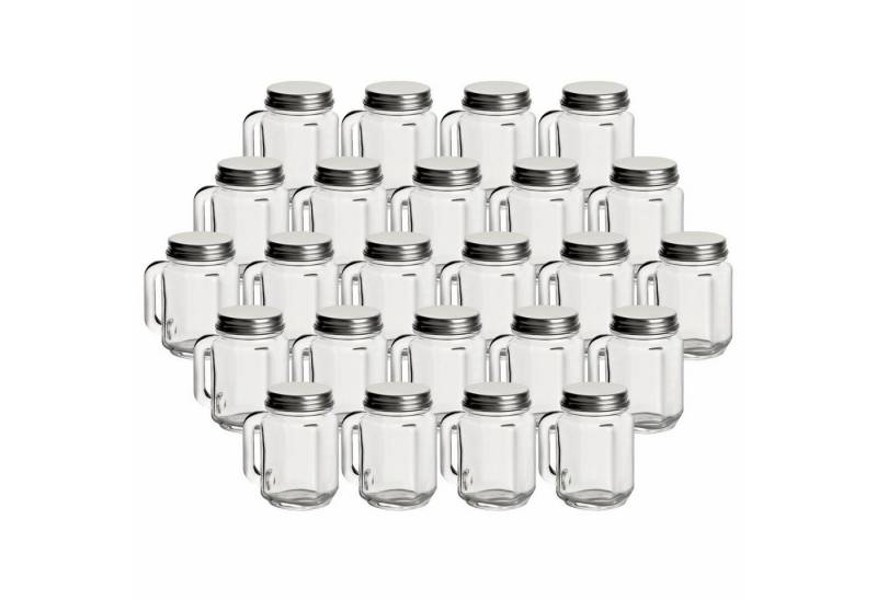 gouveo Schnapsglas Trinkgläser 30 ml mit Schraubdeckel - Mini Trinkglas 0,03 l mit Henkel, 24 Stück von gouveo