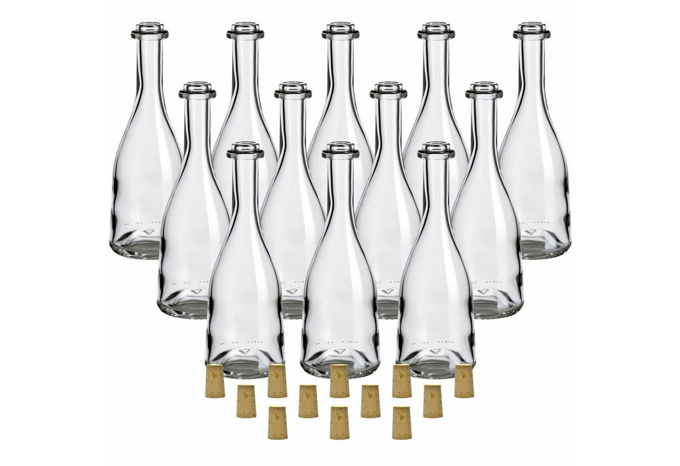 gouveo Trinkflasche 12er Set Glasflaschen 200 ml “Rustica” mit Korken - Korken-Flasche, Spitzkorken gouveo Trinkflasche 12er Set Glasflaschen 200 ml “Rustica” mit Korken - Korken-Flasche, Spitzkorken von gouveo