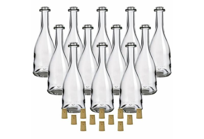 gouveo Trinkflasche 12er Set Glasflaschen 200 ml “Rustica” mit Korken - Korken-Flasche, Spitzkorken gouveo Trinkflasche 12er Set Glasflaschen 200 ml “Rustica” mit Korken - Korken-Flasche, Spitzkorken von gouveo