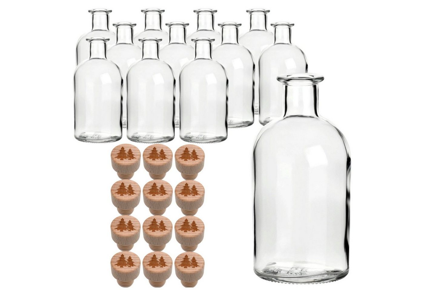 gouveo Trinkflasche 12x Glasflasche 250 ml Apotheker mit “Weihnachten” Holzgriffkorken, Tanne - Korken gouveo Trinkflasche 12x Glasflasche 250 ml Apotheker mit “Weihnachten” Holzgriffkorken, Tanne - Korken von gouveo