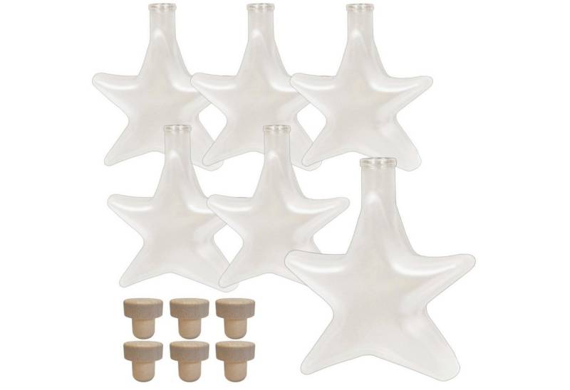 gouveo Trinkflasche 6er Set Flasche 200 ml Stern mit Korken (HGK) - Weihnachtsflasche 0,2l, Frozen, Stern-Design, Korkverschluss von gouveo