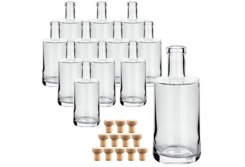 gouveo Trinkflasche Glasflasche 250 ml Prim mit Korken - Schöne Flasche 0,25 l, 12 Flaschen mit Holzgriffkorken von gouveo