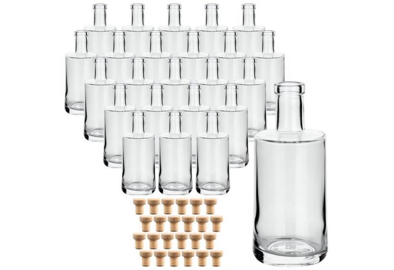 gouveo Trinkflasche Glasflasche 250 ml Prim mit Korken - Schöne Flasche 0,25 l, 24 Flaschen mit Holzgriffkorken von gouveo