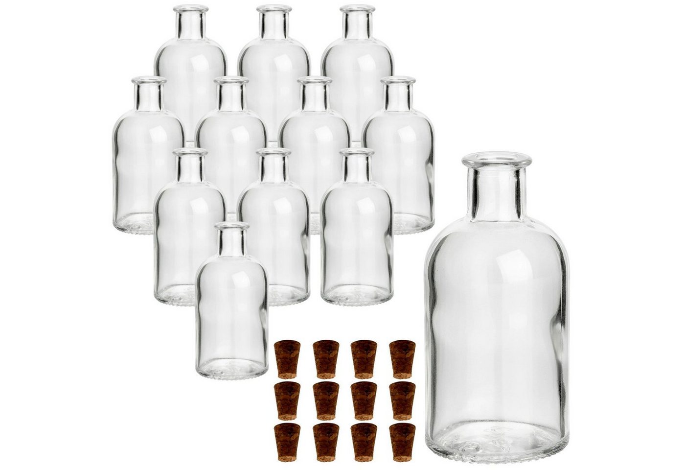 gouveo Trinkflasche Glasflaschen 100 ml Apotheker mit Korken zum Befüllen, 12er Set rund Spitzkorken gouveo Trinkflasche Glasflaschen 100 ml Apotheker mit Korken zum Befüllen, 12er Set rund Spitzkorken von gouveo