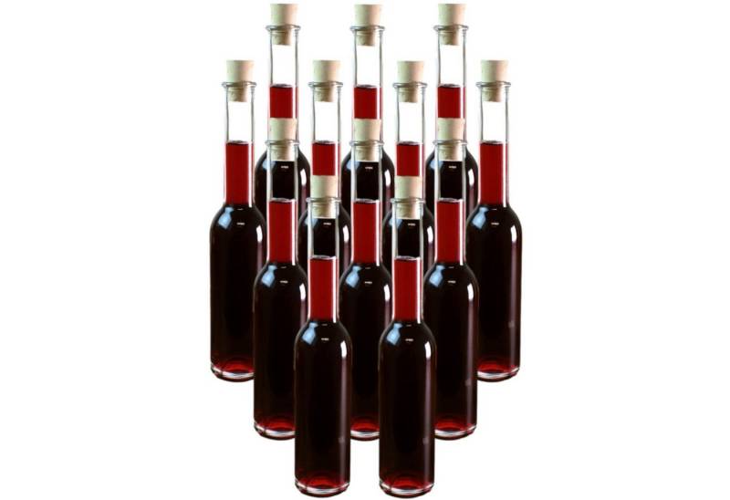 gouveo Trinkflasche Glasflaschen 200 ml Sinfonie mit Korken - Kleine Flasche 0,2 l, 12er Set, Spitzkorken von gouveo