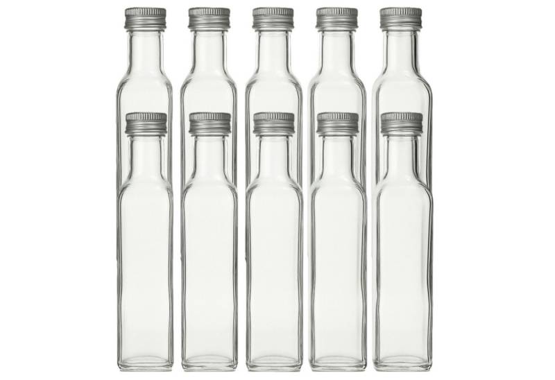 gouveo Trinkflasche Glasflaschen 250 ml Maraska mit Schraub-Deckel - Leere Likörflasche, 10er Set, silberfarben gouveo Trinkflasche Glasflaschen 250 ml Maraska mit Schraub-Deckel - Leere Likörflasche, 10er Set, silberfarben von gouveo