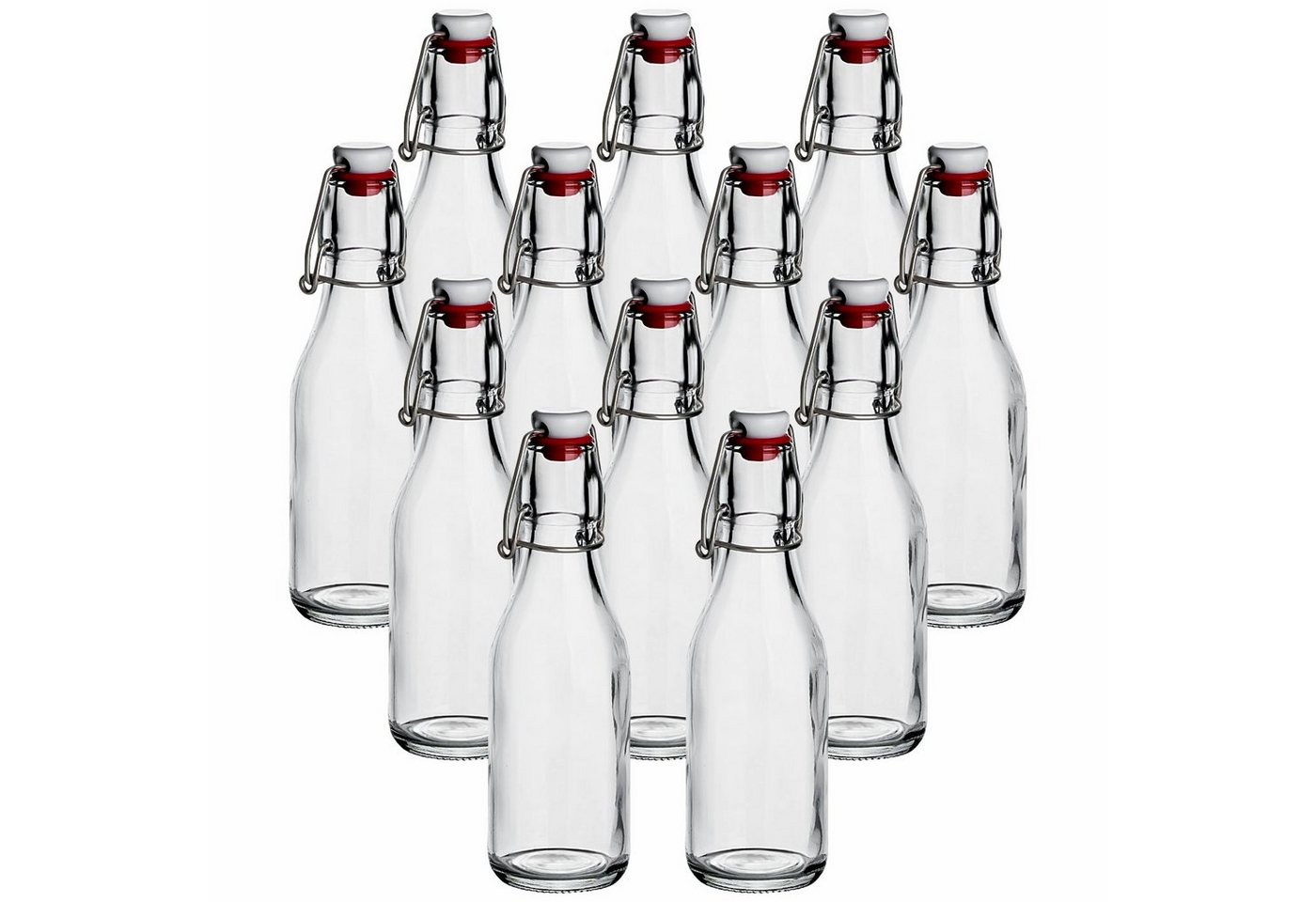 gouveo Trinkflasche Glasflaschen 250 ml rund mit Bügelverschluss rot - Bügel-Flasche, 12er Set gouveo Trinkflasche Glasflaschen 250 ml rund mit Bügelverschluss rot - Bügel-Flasche, 12er Set von gouveo