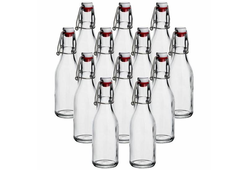 gouveo Trinkflasche Glasflaschen 250 ml rund mit Bügelverschluss rot - Bügel-Flasche, 12er Set gouveo Trinkflasche Glasflaschen 250 ml rund mit Bügelverschluss rot - Bügel-Flasche, 12er Set von gouveo