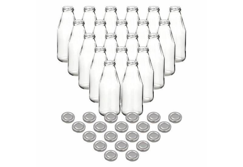 gouveo Trinkflasche Saftflaschen 500 ml mit Schraub-Deckel - Kleine Flasche 0,5 l, 20er Set, silberfarben gouveo Trinkflasche Saftflaschen 500 ml mit Schraub-Deckel - Kleine Flasche 0,5 l, 20er Set, silberfarben von gouveo