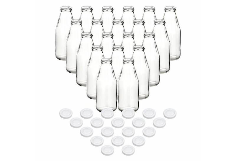 gouveo Trinkflasche Saftflaschen 500 ml mit Schraub-Deckel - Kleine Flasche 0,5 l, 20er Set, weiß von gouveo