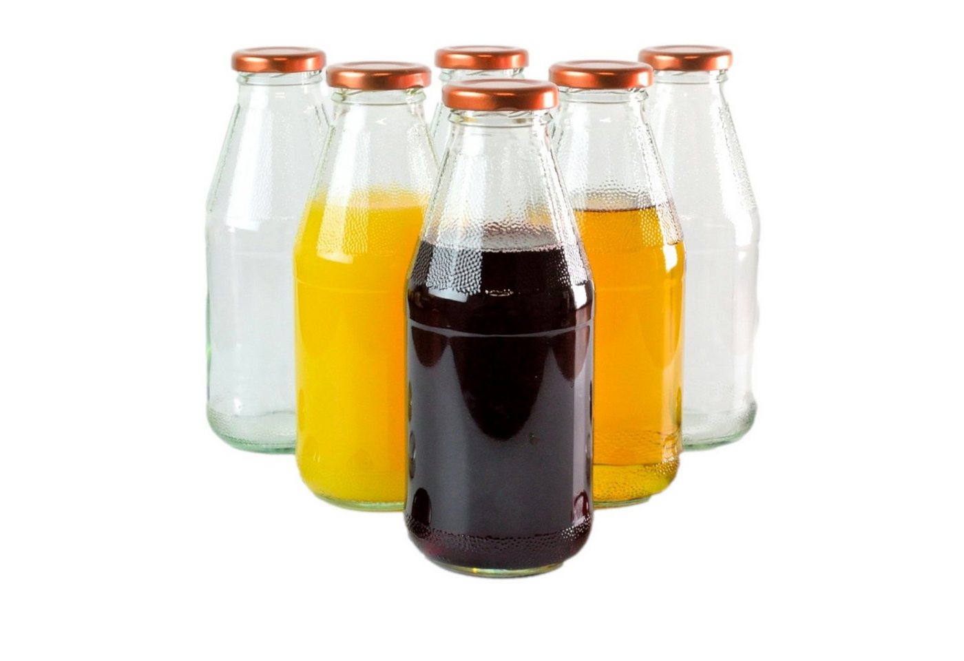gouveo Trinkflasche Saftflaschen 500 ml mit Schraub-Deckel - Kleine Flasche 0,5 l, 6er Set, bronzefarben gouveo Trinkflasche Saftflaschen 500 ml mit Schraub-Deckel - Kleine Flasche 0,5 l, 6er Set, bronzefarben von gouveo