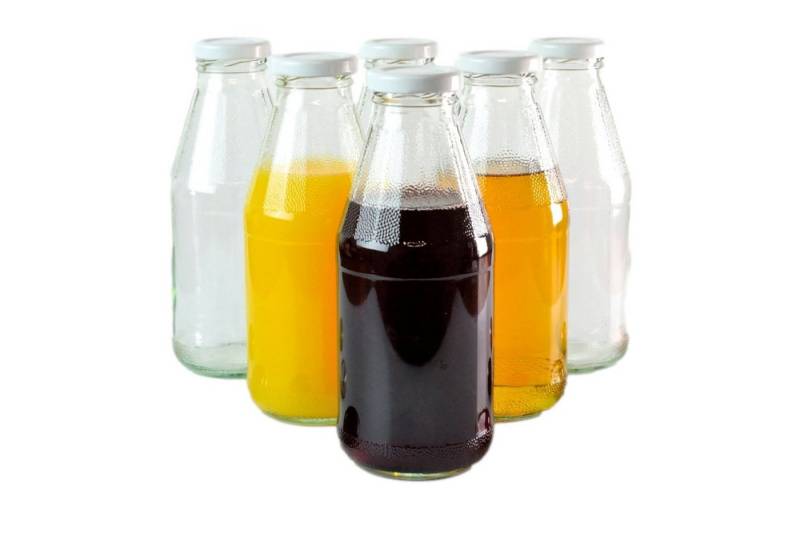 gouveo Trinkflasche Saftflaschen 500 ml mit Schraub-Deckel - Kleine Flasche 0,5 l, 6er Set, weiß von gouveo