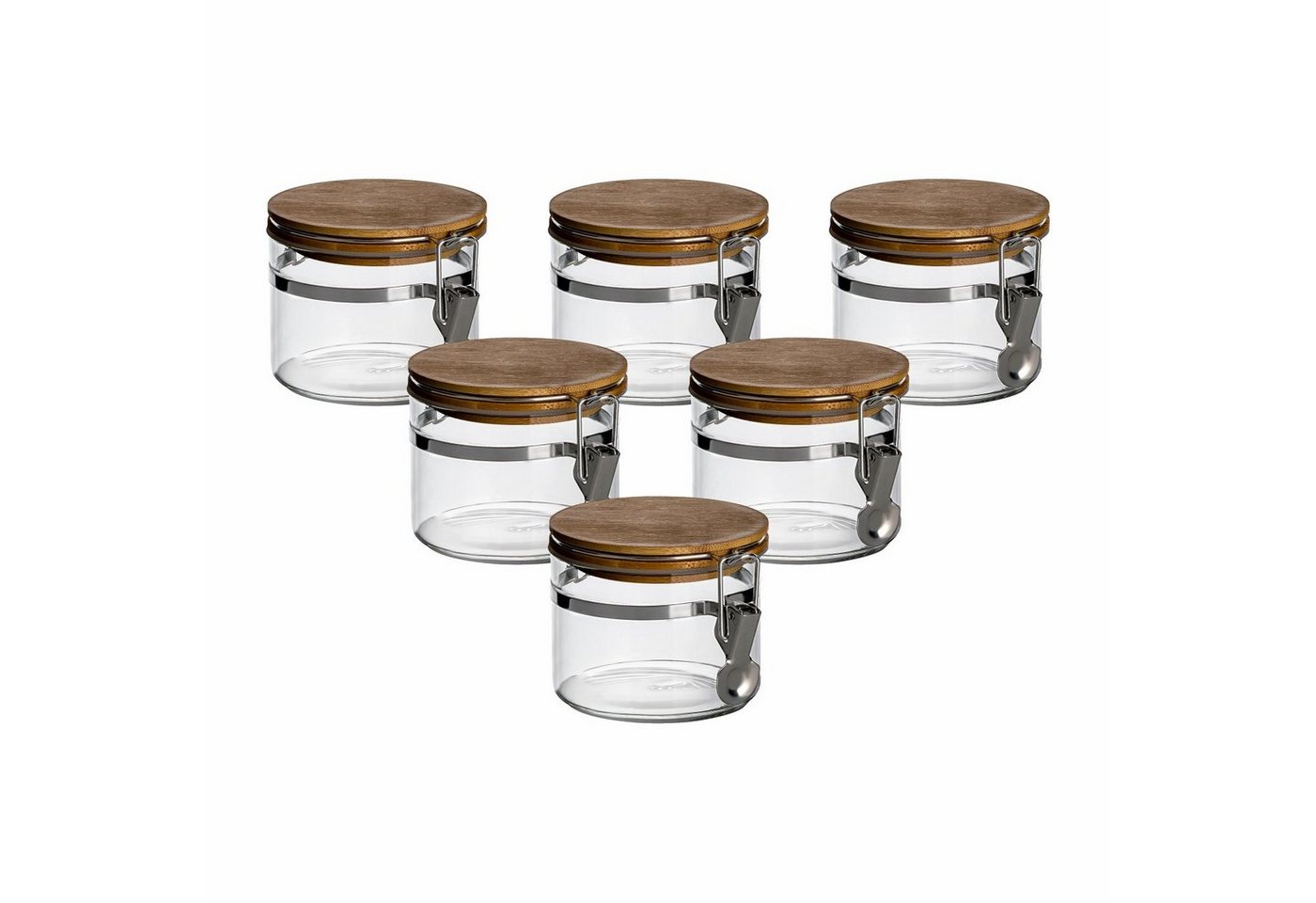 gouveo Vorratsglas 400 ml aus Borosilikatglas mit Bügelverschluss - Vorratsdosen aus Glas, (6-tlg), Borosilikatglas von gouveo