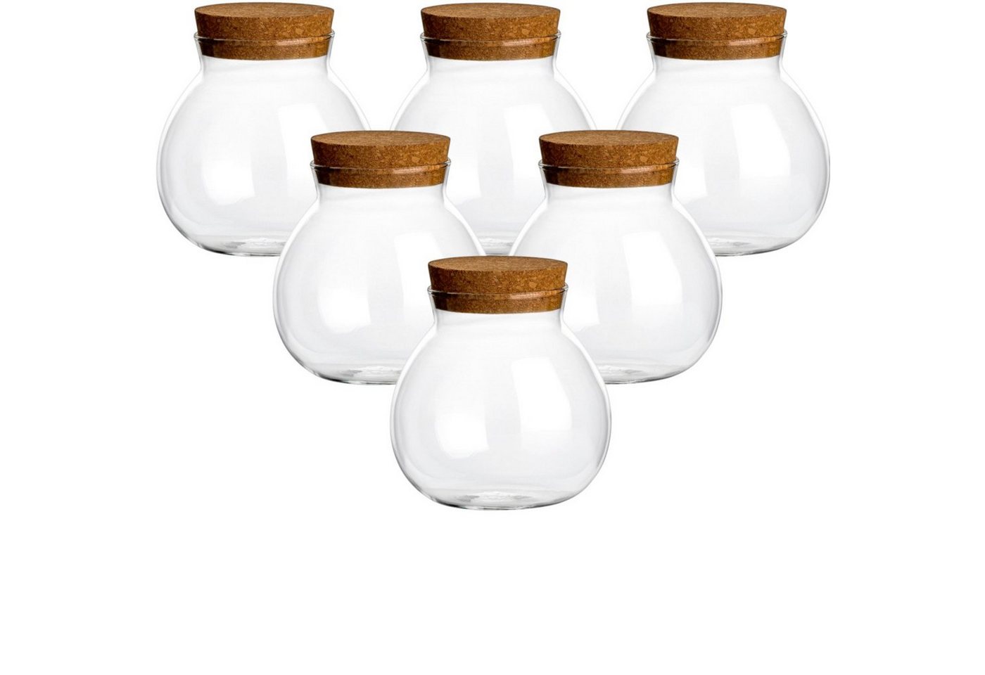 gouveo Vorratsglas 600 ml Kugel-Form mit Korken - Vorratsdosen aus Borosilikatglas, (6-tlg), mit Korken, mit Deckel von gouveo
