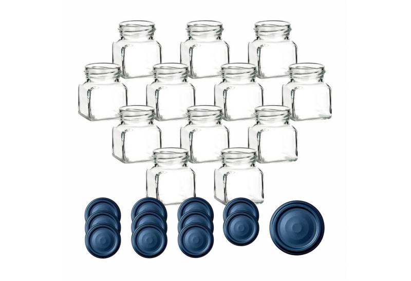 gouveo Vorratsglas Einmachgläser 120 ml eckig mit Schraub-Deckel - Kleine Vorratsgläser, (12-tlg), Schwarz von gouveo