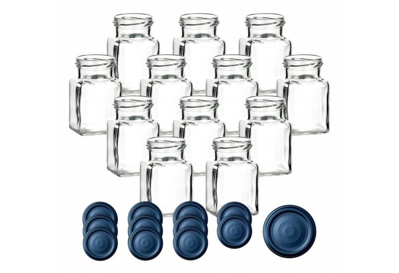gouveo Vorratsglas Einmachgläser 150 ml eckig mit Schraub-Deckel - Kleine Vorratsgläser, (12-tlg), Schwarz von gouveo