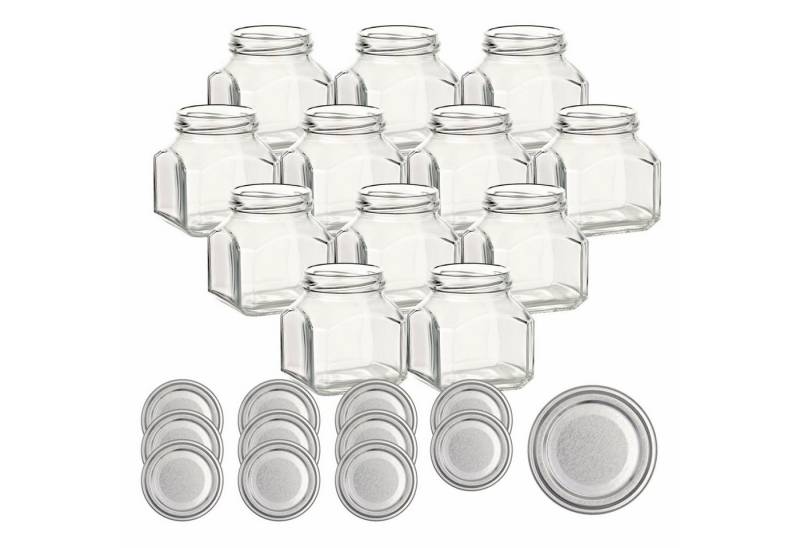gouveo Vorratsglas Einmachgläser 212 ml Firenze mit Schraub-Deckel - Kleine Vorratsgläser, (12-tlg), 12er Set, silberfarben von gouveo