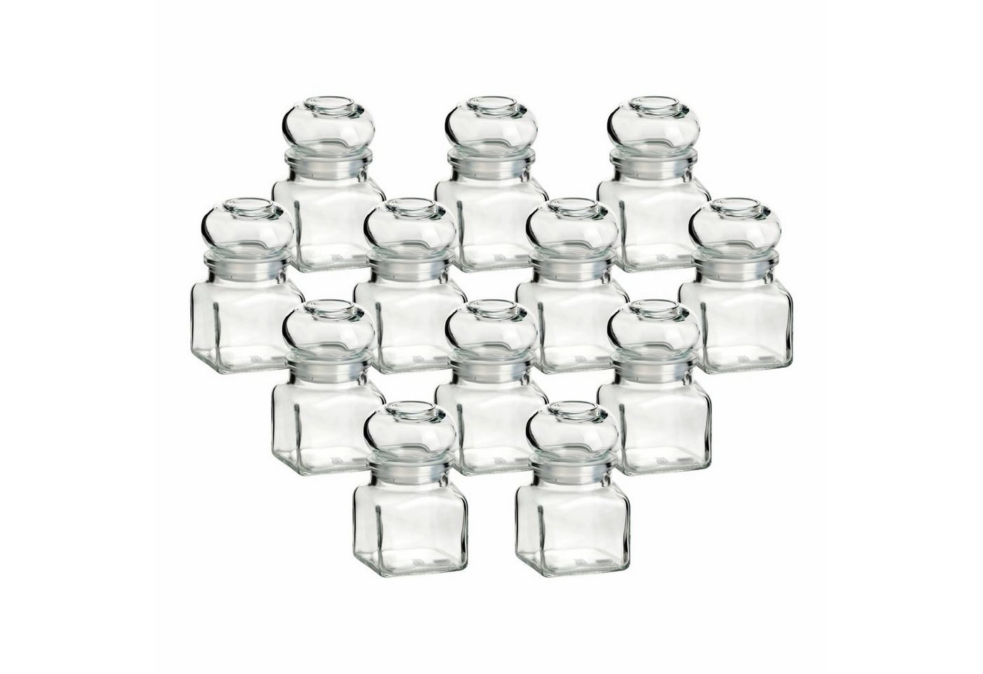 gouveo Vorratsglas Gewürzgläser 120 ml eckig mit Glaskorken - Gläser mit Glasstopfen, (12-tlg) von gouveo