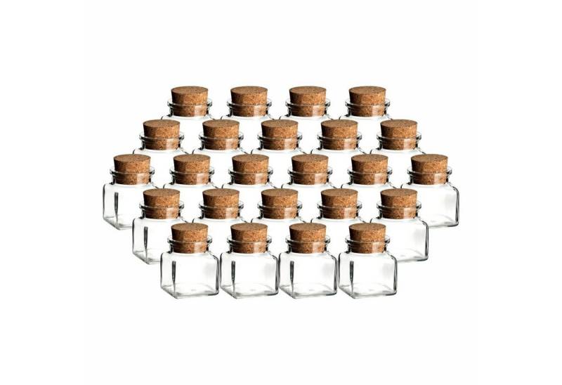 gouveo Vorratsglas Gewürzgläser 120 ml eckig mit Korken - Korkengläser mit Korkverschluss, (24-tlg) von gouveo