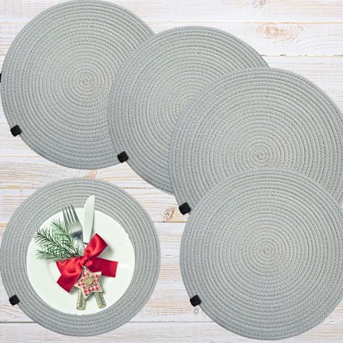Gowoll IP Supla Runde Tischsets Platzsets 4er Set Rund Tischset Hitzebeständig Platzdeckchen Schmutzabweisend Platzset für Hochzeit, Party, Restaurant, Küche Speisetisch Creme von gowoll