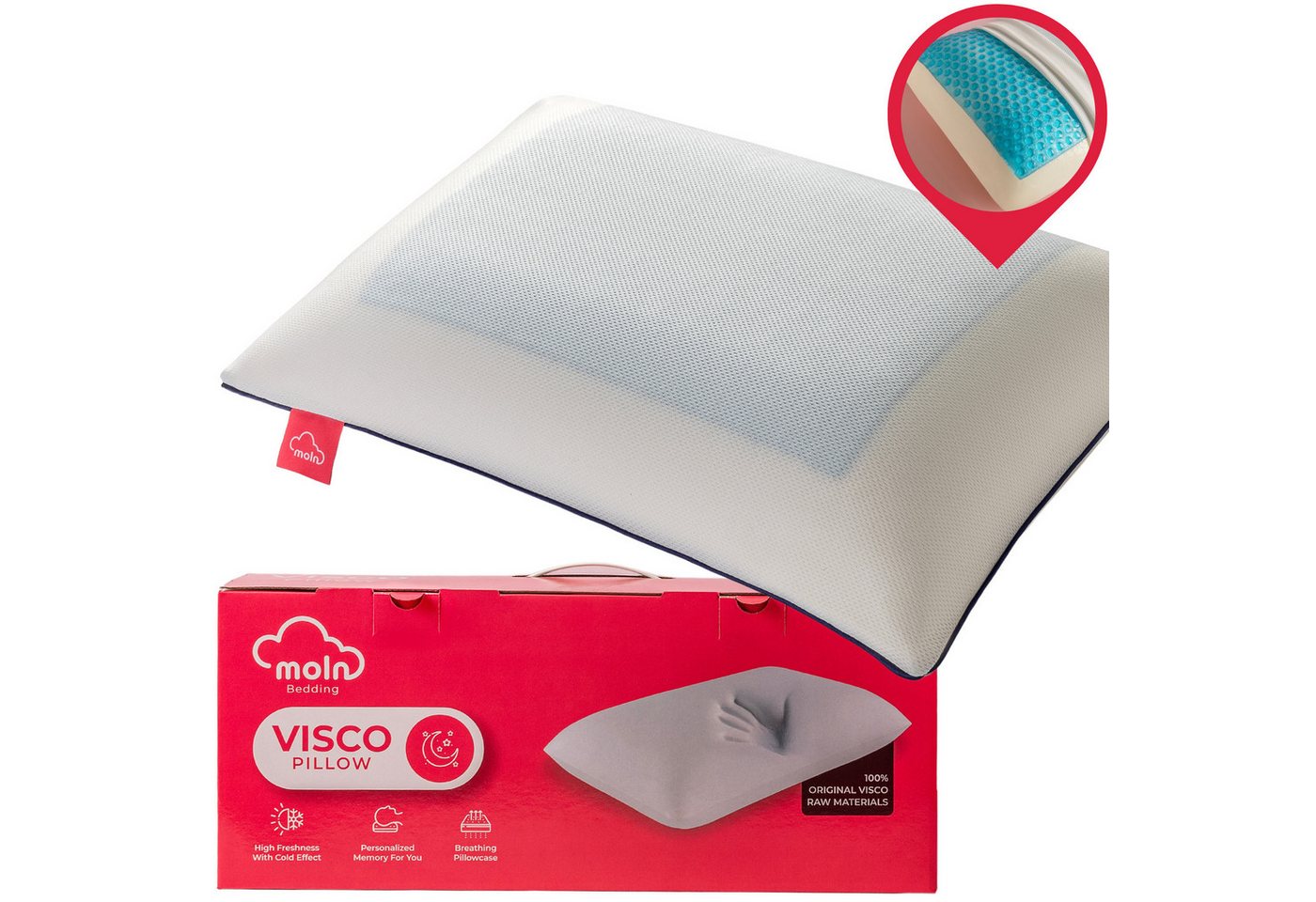 Kopfkissen 40x60 cm Orthopädisches Memory Foam Kopfkissen 15 cm Höhe, gowoll, Füllung: 100% Visco, Bezug: Waschbarem Bezug, für alle Schlafpositionen, 1-tlg, Ergonomisches Nackenstützkissen Anti Schnarch Pillow von gowoll