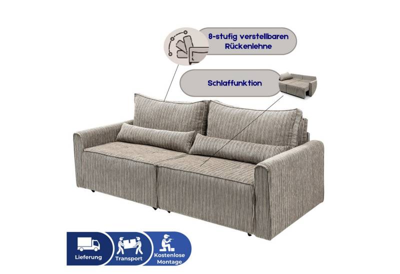 gowoll Ecksofa mit Bettfunktion und Taschenfederkern L-Form & kostenloser Montage, mit Schlaffunktion, mit verstellbarer Rückenlehne von gowoll