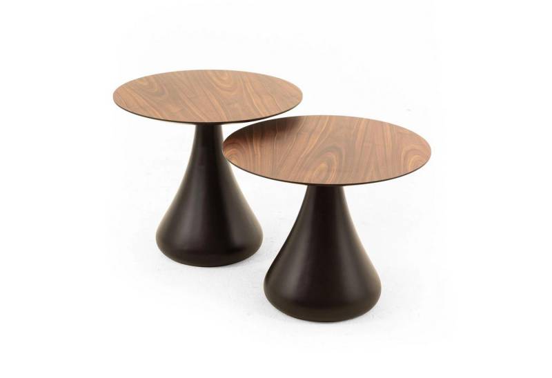 gowoll Beistelltisch Runder Couchtisch Klein Tisch Set, Pilz Braun Deko Wohnzimmer von gowoll