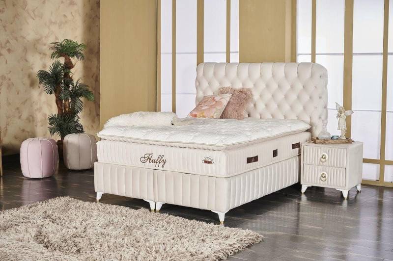 gowoll Boxspringbett Fluffy Bett Set mit Matratze mit Topper 140x200 160x200 180x200 (Doppelbett), mit 2xBettkasten und Polsterbett Kopfteil von gowoll