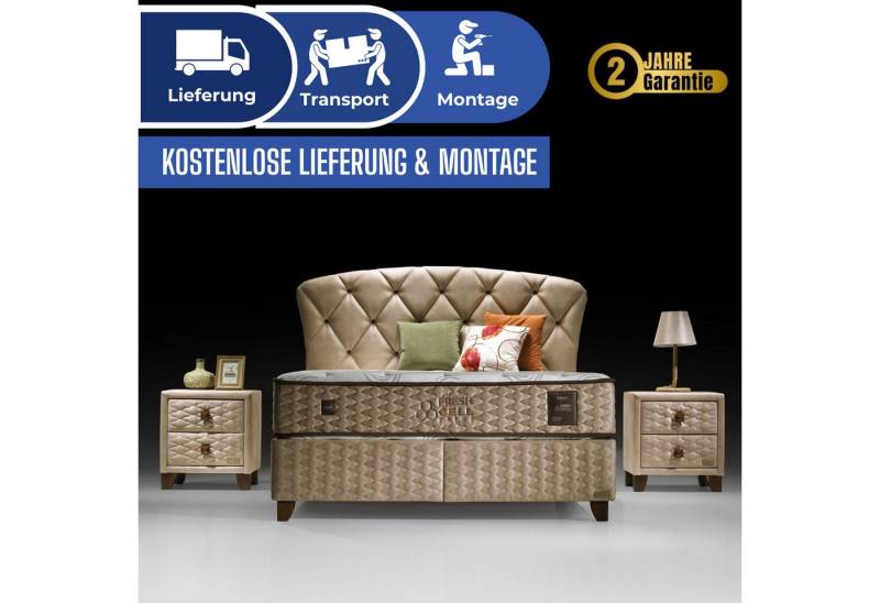 gowoll Boxspringbett Funktionsbett mit 7 Schichten Höhe 30 cm Matratze (2x Bettkästen + Matratze + Kopfteile, Beidseitige Verwendung) von gowoll